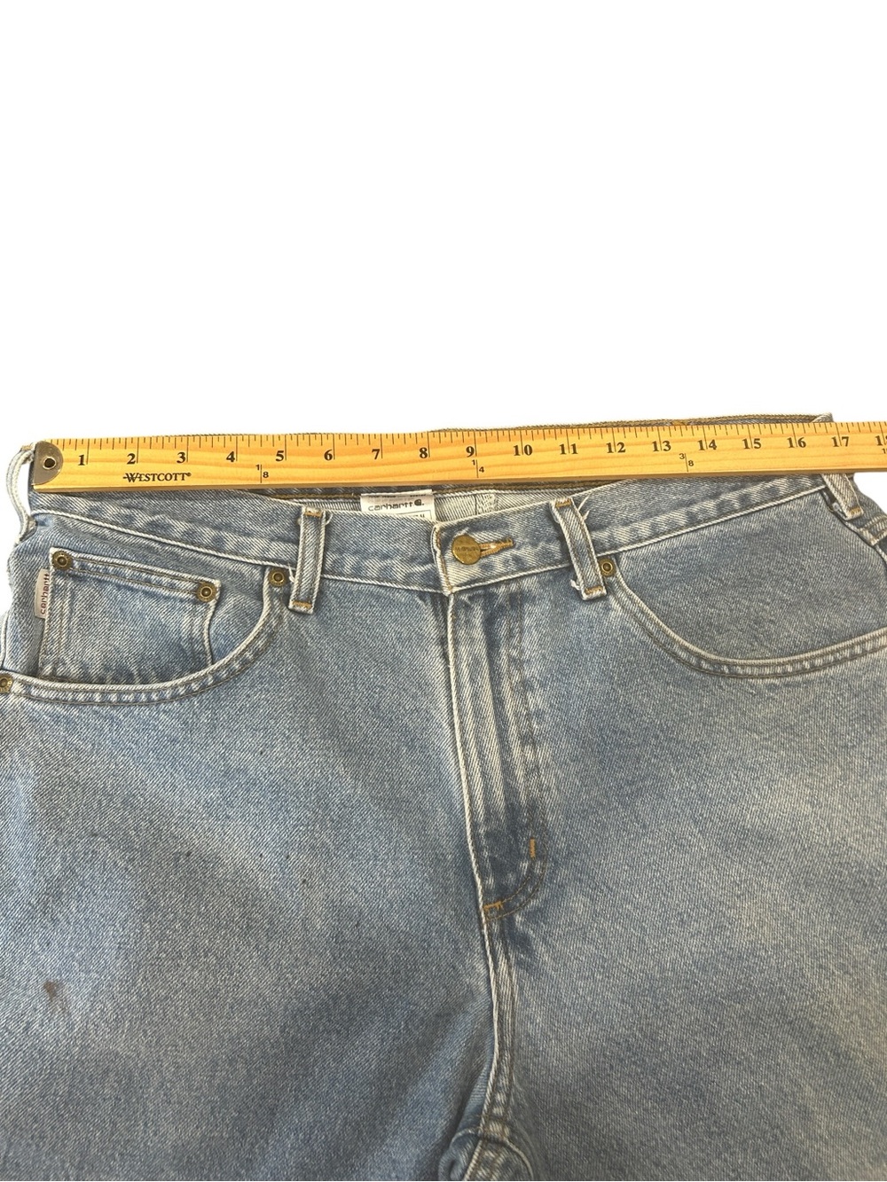 Carhartt B17 Relaxed Fit Tapered Jeans Mens 34x27 Light Wash Workwear Denim - Picture 5 of 15